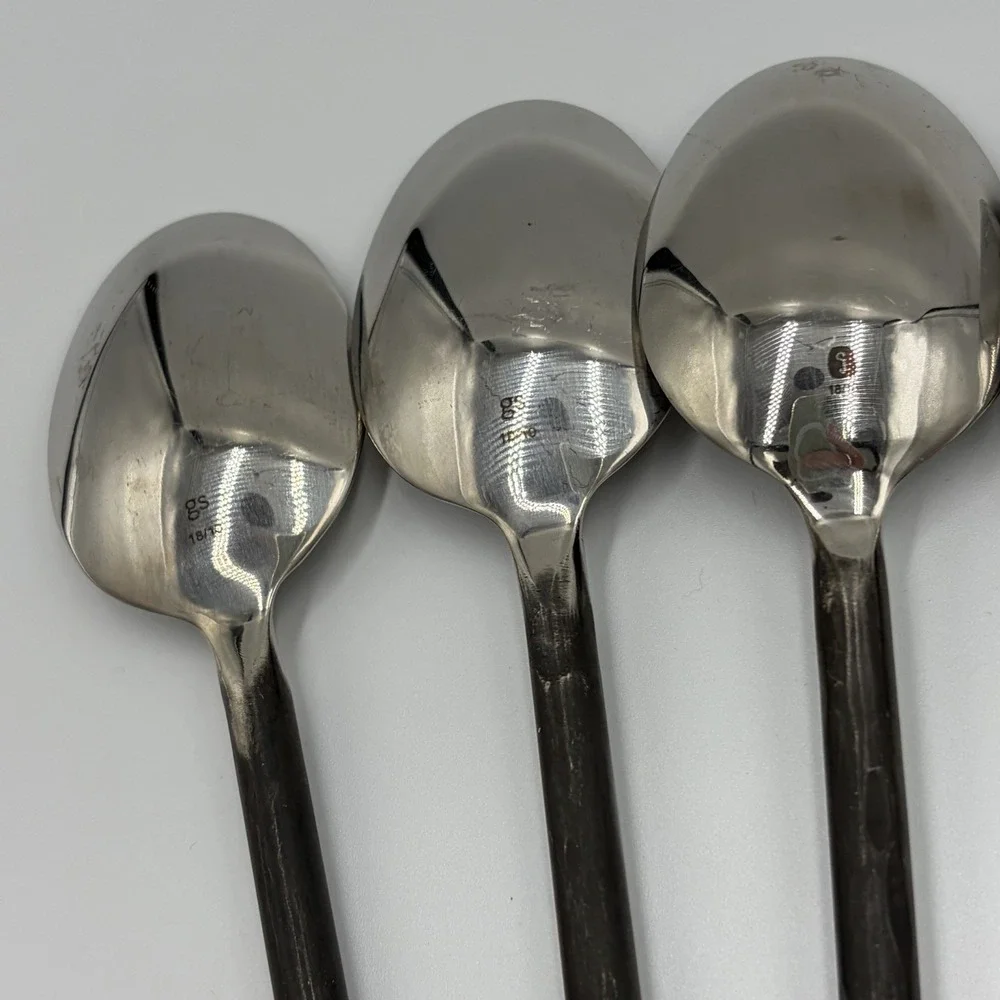 6 Gourmet Settings Treble Clef GS 18/10 Black Coil Handle PLACE OVAL Spoons